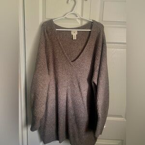 H&M Taupe Knit V neck Sweater Dress size XXL
